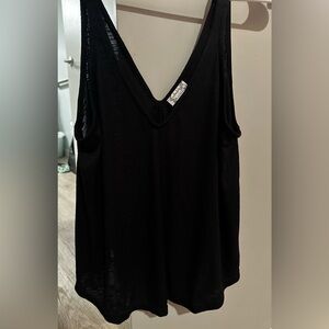 Intimately by Free People Black Ribbed Loose Relaxed Tank top